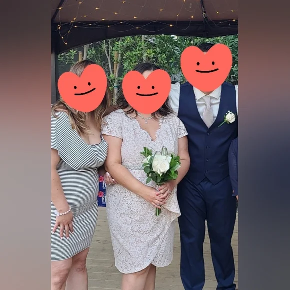 Lace Overlay Dress in Peach - Picture 2 of 6